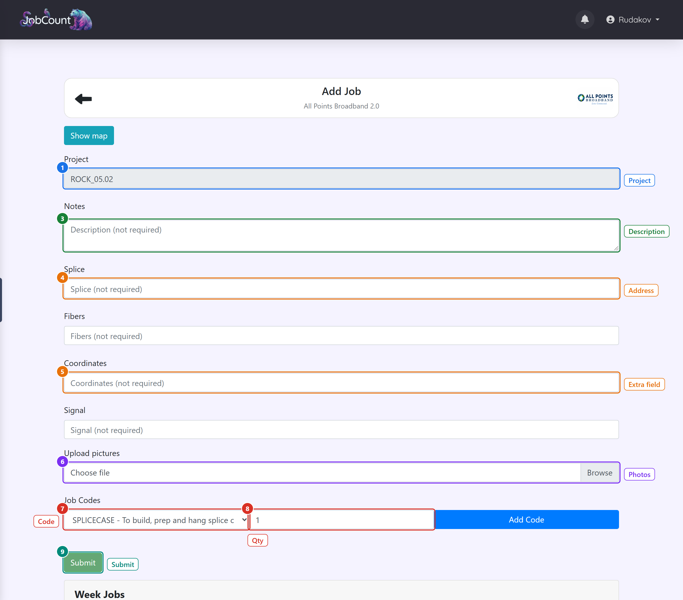 The Add Job form inside a project.